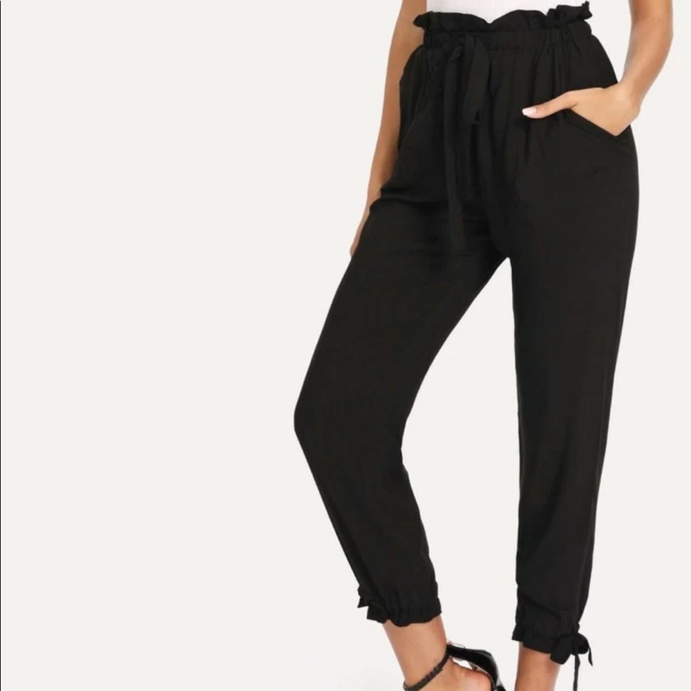 SHEIN paper bag waist pants